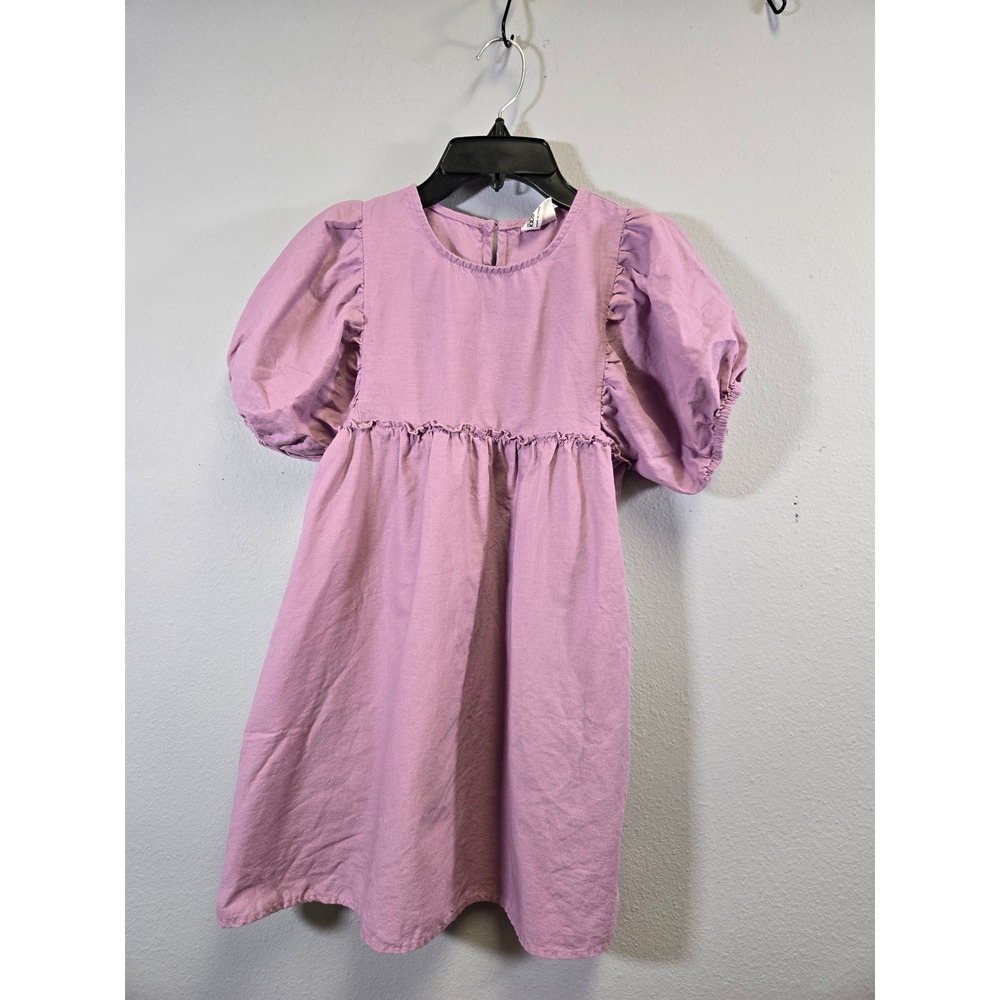 Cotton On Kids Boho Puff Sleeve Ruffle Empire Waist Linen Blend Dress Size 8